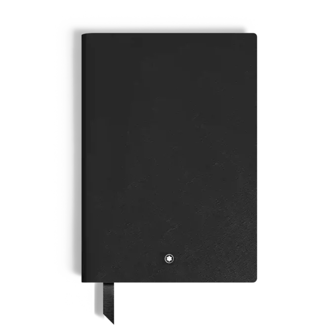 Cuaderno mediano, piel Saffiano, negro – Páginas rayadas