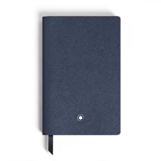 Cuaderno pequeño, piel Saffiano, azul – Páginas rayadas