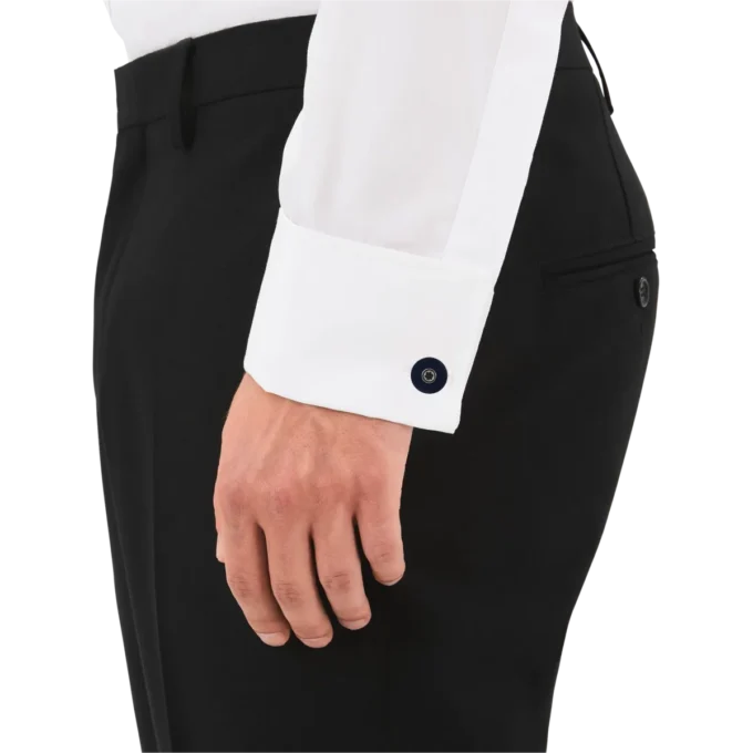 Gemelos redondos de acero inoxidable con resina azul