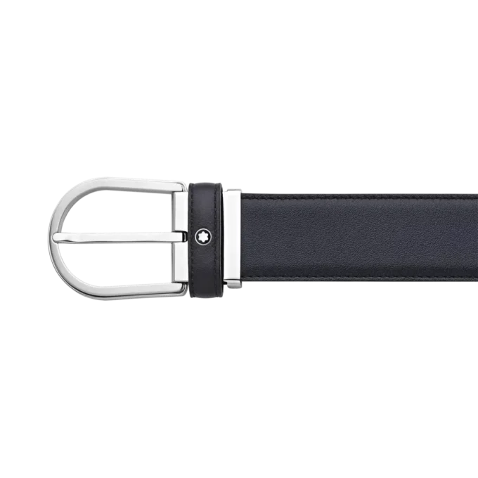 Hebilla de herradura azul, cinturón de cuero de 35 mm