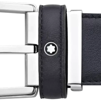 Hebilla de herradura azul, cinturón de cuero de 35 mm