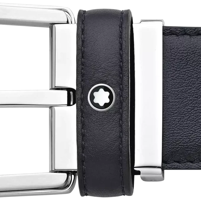 Hebilla de herradura azul, cinturón de cuero de 35 mm