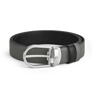 Hebilla de herradura Correa reversible de cuero mediana/negra de 30 mm