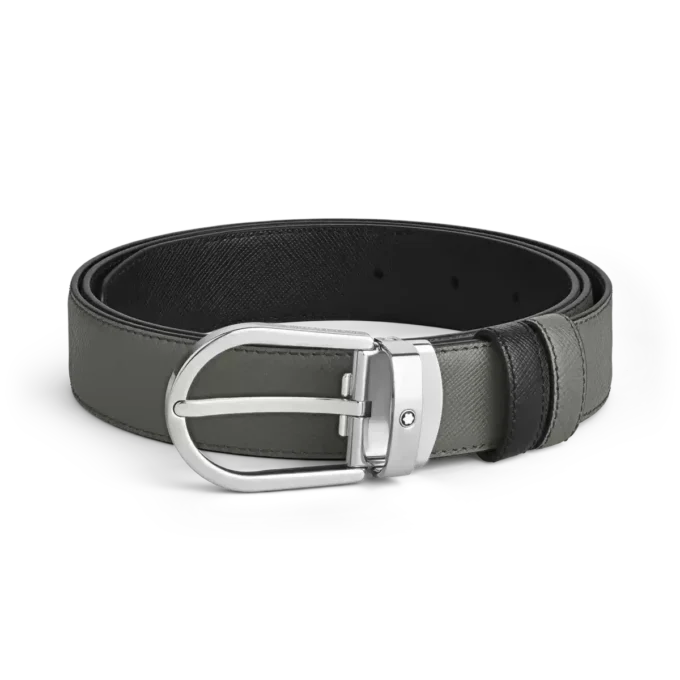 Hebilla de herradura Correa reversible de cuero mediana/negra de 30 mm