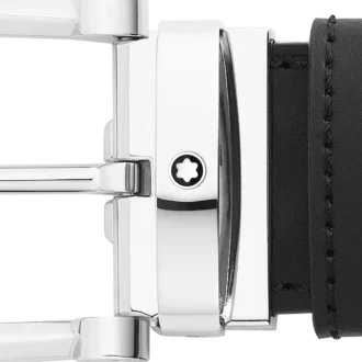 Hebilla de herradura negra/marrón Cinturón de cuero reversible de 35 mm