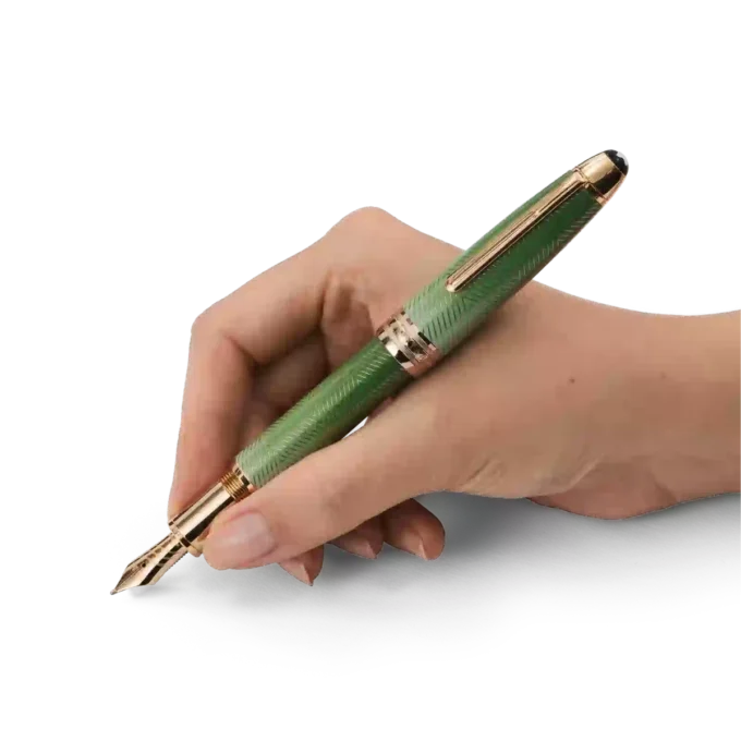 Pluma estilográfica Meisterstück Calligraphy Solitaire Celadon Dégradé con plumín curvo
