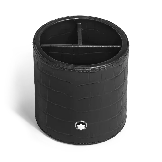 Portabolígrafos, piel con relieve de cocodrilo, negro