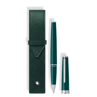 Set con roller PIX Deep Green y estuche para 1 bolígrafo Montblanc Envelope.